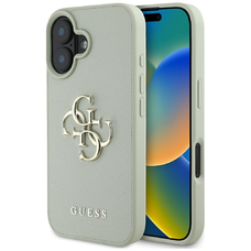 Guess Keménytok PU Grained Nagy 4G és Klasszikus Logó Tok iPhone 16 6,1