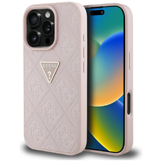 Guess Keménytok PU Grained Hot Stamp 4G Triangle Metal Tok iPhone 16 Pro Max 6,9