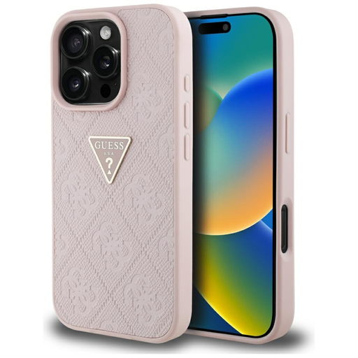 Guess Keménytok PU Grained Hot Stamp 4G Triangle Metal Tok iPhone 16 Pro Max 6,9 Guess Keménytok PU Grained Hot Stamp 4G Triangle Metal Tok iPhone 16 Pro Max 6,9