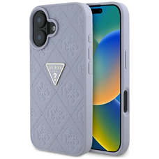 Guess Keménytok PU Grained Hot Stamp 4G Háromszög Fém Tok iPhone 16 6,1