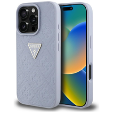Guess Kemény tok PU Grained Hot Stamp 4G Triangle Metal tok iPhone 16 Pro Max 6,9