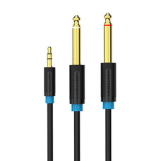 3,5 mm TRS férfi - 2x 6,35 mm férfi audió kábel 1m Vention BACBF (fekete)