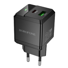 Borofone fali töltő BN19 Intenso GaN - USB + Type C - PD 20W QC 3.0 3A fekete