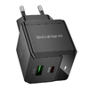 Borofone fali töltő BN19 Intenso GaN - USB + Type C - PD 20W QC 3.0 3A fekete - 2. kép
