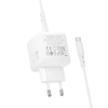 Borofone fali töltő BN19 Intenso GaN - USB + Type C - PD 20W QC 3.0 3A Type C - Type C kábellel fehér - 1. kép