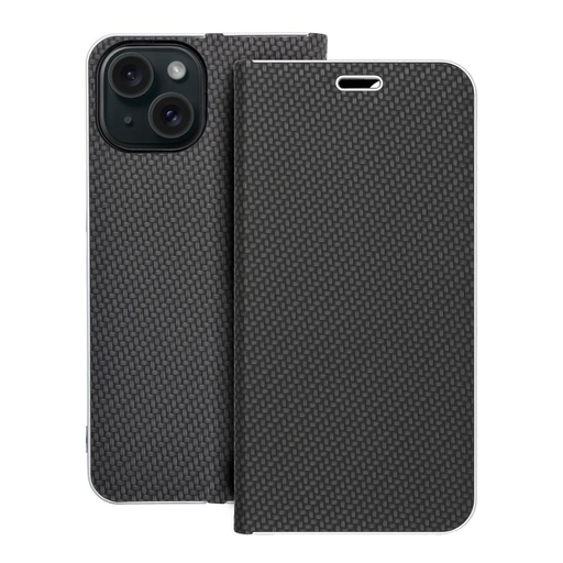 LUNA fliptok Carbon iPhone 15 fekete tok LUNA fliptok Carbon iPhone 15 fekete tok