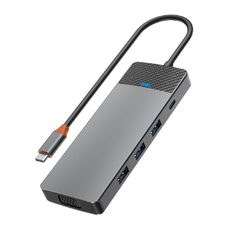 WiWU - HUB A921HV 9 az 1-ben USB3.0x2+USB2.0x1+SD/TF(3.0)+PD (100W)+USB-C(3.0)+HDMI(4K30HZ)+VGA 1080P) adapter