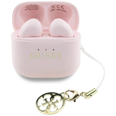 TWS Guess Glossy Effect Prémium Logóval és Medállal ellátott Fülhallgató - Rózsaszín