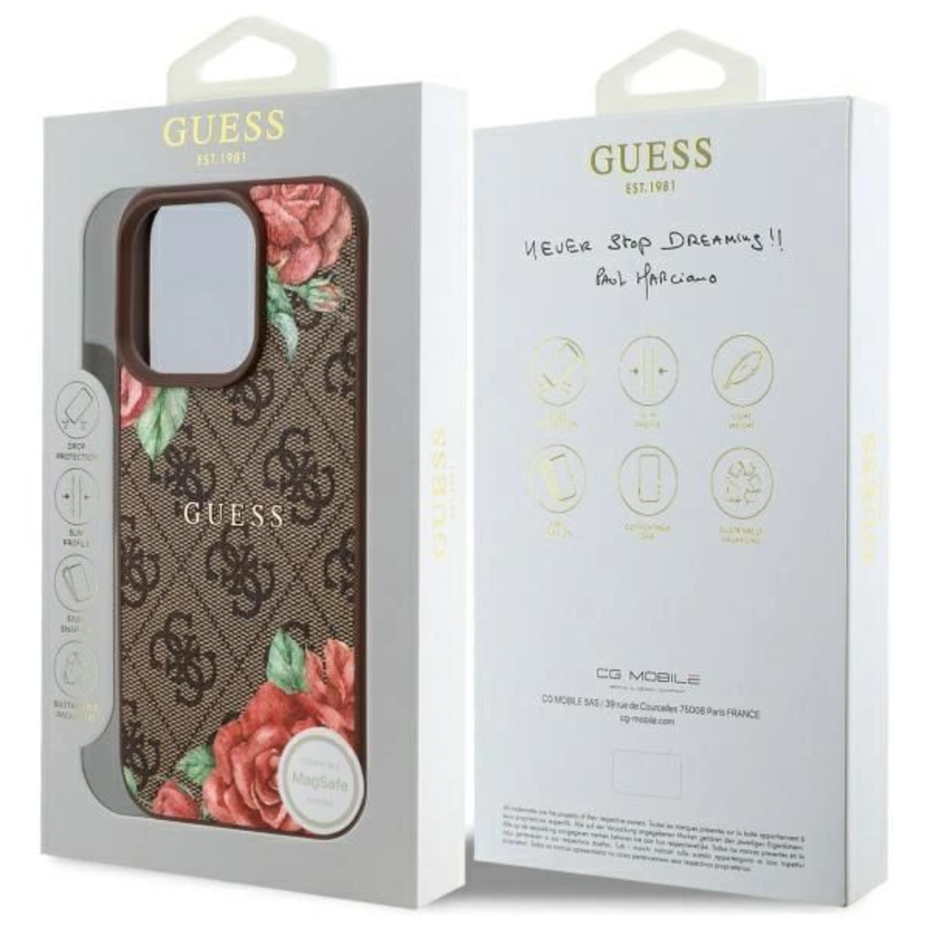  iPhone 16 Pro Max 6,9" barna/barna Guess GUHMP16XP4ROPEMCW kemény tok 4G Flowers Print MagSafe tok - 8