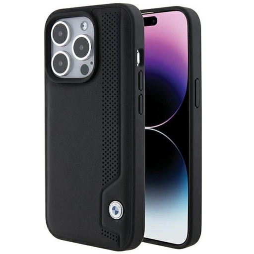 BMW Leather Blue Dots iPhone 15 Pro Max tok - Fekete BMW Leather Blue Dots iPhone 15 Pro Max tok - Fekete