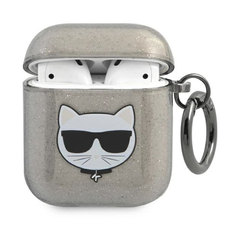 Karl Lagerfeld KLA2UCHGK AirPods 1/2 tok fekete/fekete Glitter Choupette