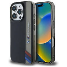 BMW Motorsport IML Vertical Stripe iPhone 16 Pro Max tok - Fekete