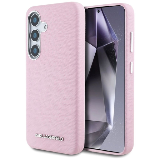 Karl Lagerfeld Saffiano Teljes Borítású Megnyújtott Fém Logós MagSafe Tok Samsung Galaxy S25 - Rózsaszín Tok Karl Lagerfeld Saffiano Teljes Borítású Megnyújtott Fém Logós MagSafe Tok Samsung Galaxy S25 - Rózsaszín Tok