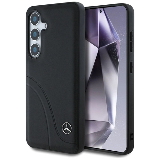 Mercedes Bőr Ívelt Varrásos Tok Samsung Galaxy S25 - Fekete tok Mercedes Bőr Ívelt Varrásos Tok Samsung Galaxy S25 - Fekete tok
