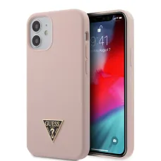 iPhone 12 mini Guess GUHCP12SLSTMLP Metal Triangle szilikon tok Light Pink