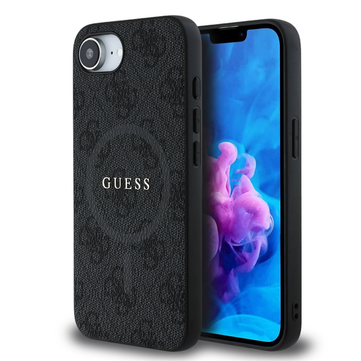 iPhone 16e Guess PU Leather 4G Színes Gyűrűs MagSafe tok Fekete iPhone 16e Guess PU Leather 4G Színes Gyűrűs MagSafe tok Fekete