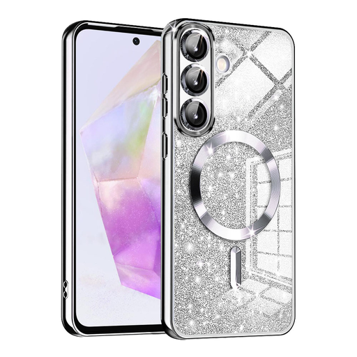 Techsuit - Luxus Glitter MagSafe - Samsung Galaxy A36 5G / A56 5G - Ezüst tok Techsuit - Luxus Glitter MagSafe - Samsung Galaxy A36 5G / A56 5G - Ezüst tok