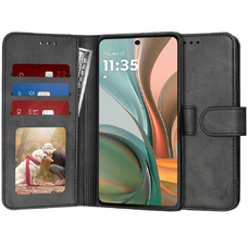  Techsuit - Napló könyv - Motorola Moto G75 - Fekete tok
