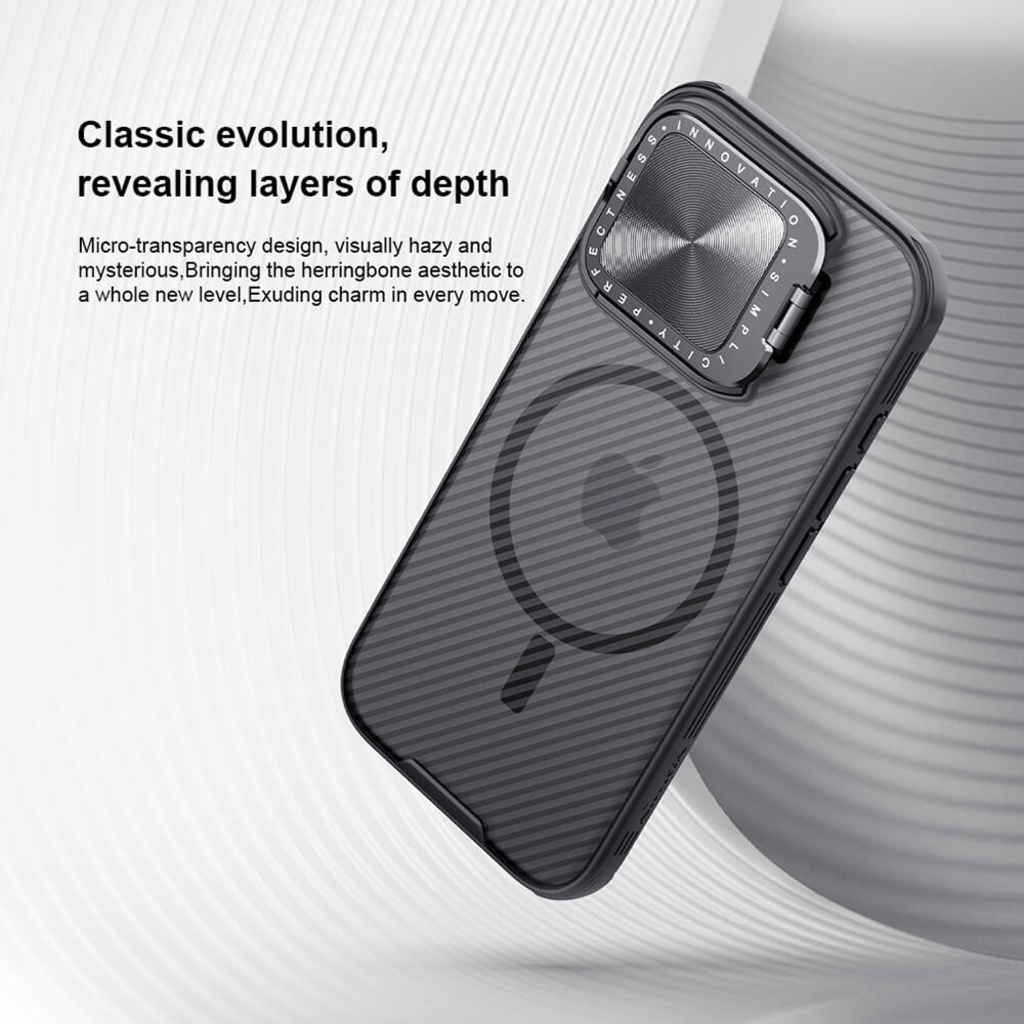  Nillkin - CamShield Prop Mágneses - iPhone 16 Pro - Átlátszó fekete tok - 7