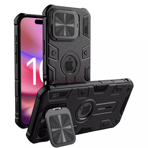 Nillkin - CamShield Armor Prop Mágneses - iPhone 16 Pro Max - Fekete tok Nillkin - CamShield Armor Prop Mágneses - iPhone 16 Pro Max - Fekete tok