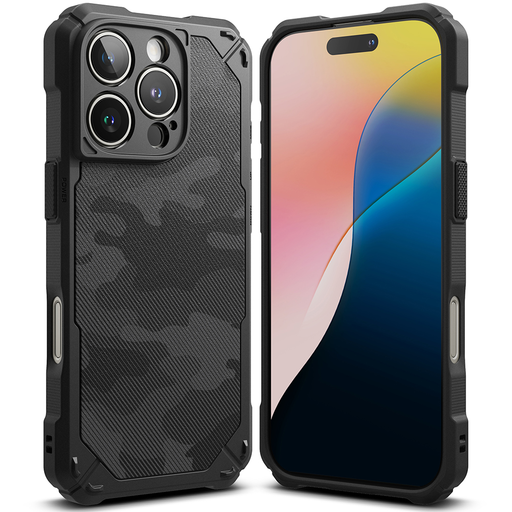 Ringke - Strapabíró Felszerelés - iPhone 16 Pro Max - Terepszínű Fekete tok Ringke - Strapabíró Felszerelés - iPhone 16 Pro Max - Terepszínű Fekete tok