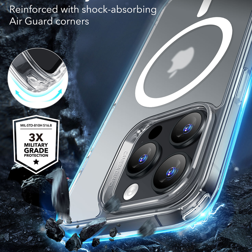  iPhone 16 Pro Max Matt Átlátszó ESR Klasszikus Hibrid HaloLock tok - 11