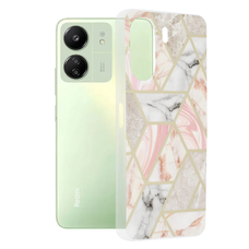  Techsuit - Márvány Sorozat - Xiaomi Redmi 13C 4G / Poco C65 - Rózsaszín Hex tok