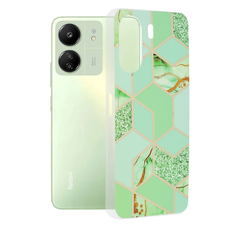  Techsuit - Márvány Sorozat - Xiaomi Redmi 13C 4G / Poco C65 - Zöld Hex tok