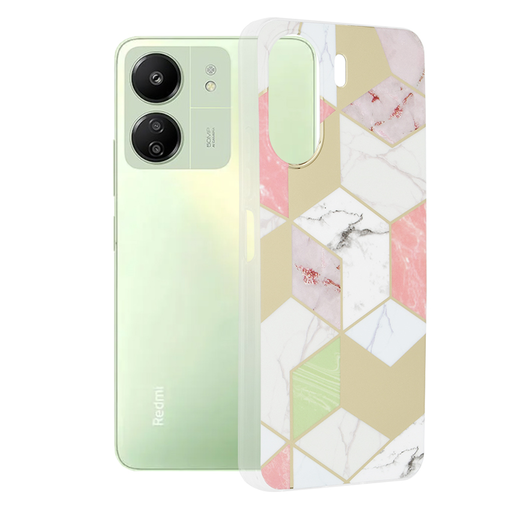 Techsuit - Márvány Széria - Xiaomi Redmi 13C 4G / Poco C65 - Lila Hex tok Techsuit - Márvány Széria - Xiaomi Redmi 13C 4G / Poco C65 - Lila Hex tok