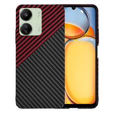  Techsuit - Carbonite FiberShell - Xiaomi Redmi 13C 4G / 13C 5G / Poco M6 / C65 - Vörös Vortex tok