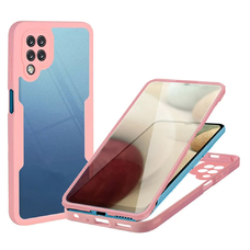 Techsuit - ColorVerse 360 Sorozat + Képernyővédő - Samsung Galaxy A12 - Rózsaszín tok