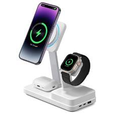  ESR - Prémium 6 az 1-ben vezeték nélküli töltőállomás HaloLock CryoBoost (6E007) - iPhone MagSafe, AirPods, Apple Watch, 100W - Fehér