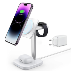  ESR - 3 az 1-ben HaloLock töltőállomás - iPhone MagSafe, AirPods Pro és Apple Watch számára, levehető óra töltővel - Fehér