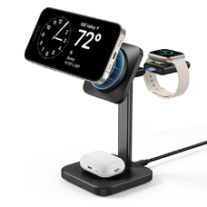  ESR - 3 az 1-ben töltőállomás HaloLock - iPhone MagSafe, AirPods Pro és Apple Watch készülékekhez, levehető óra töltővel - Fekete