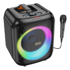  Hoco - Vezeték nélküli hangszóró Elegáns (HA1) - Bluetooth V5.1, TF kártya, USB, AUX, TWS, RGB világítás, 3600mAh, mikrofonnal - Fekete