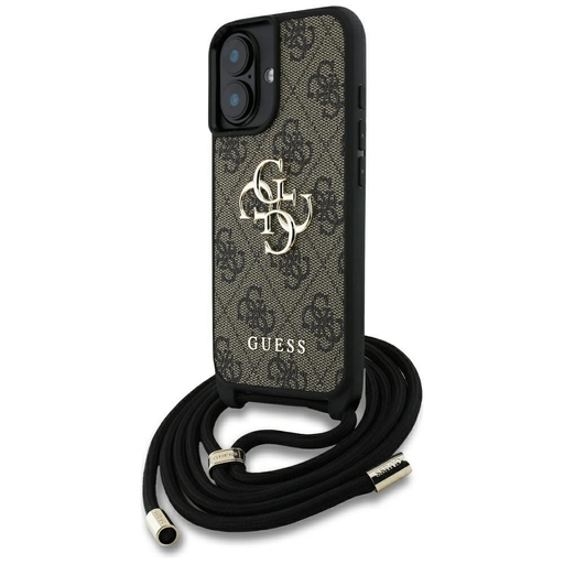 GUESS tok iPhone 16 Plus-hoz GUHCP16MP4GMGCRW (CBDY PU 4G nagy logó zsinórral) barna tok GUESS tok iPhone 16 Plus-hoz GUHCP16MP4GMGCRW (CBDY PU 4G nagy logó zsinórral) barna tok