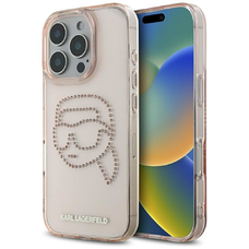 KARL LAGERFELD tok IPHONE 16 Pro KLHCP16LHKHDCELP (IML Rhinestones S K Head) rózsaszín tok