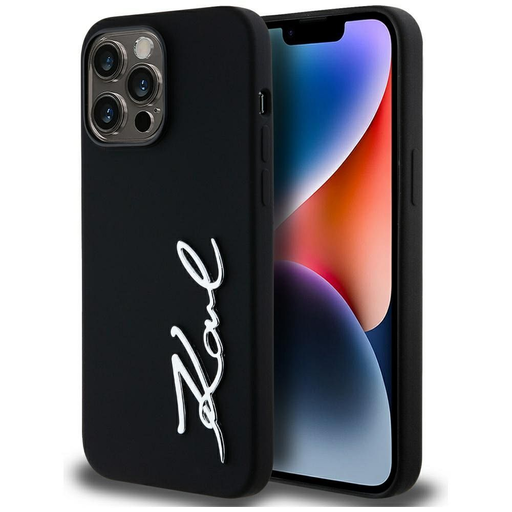 KARL LAGERFELD tok IPHONE 14 Pro Max-hoz KLHCP14XSCMSMVK (Szilikon Fém Logóval) fekete tok KARL LAGERFELD tok IPHONE 14 Pro Max-hoz KLHCP14XSCMSMVK (Szilikon Fém Logóval) fekete tok
