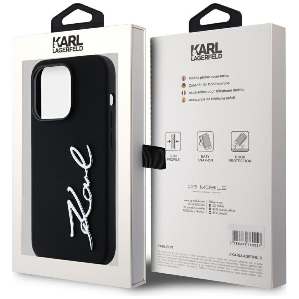 KARL LAGERFELD tok iPhone 14 Pro KLHCP14LSCMSMVK (Szilikon Sign Metal Logo) fekete tok - 8