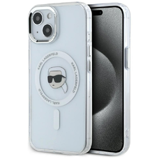 KARL LAGERFELD tok IPHONE 15 Plus-hoz, kompatibilis MagSafe-fel KLHMP15MHLSKIH (IML Metal K Head) fehér