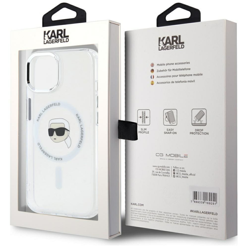  IPHONE 15 Plus fehér KARL LAGERFELD tok, kompatibilis MagSafe-fel KLHMP15MHLSKIH (IML Metal K Head) - 8