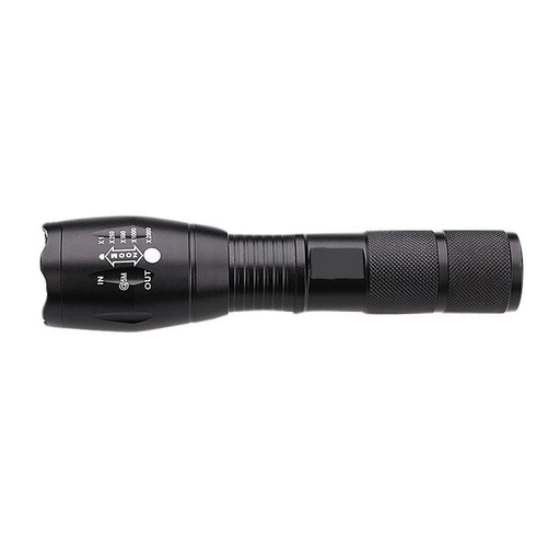 LED zseblámpa teleszkópos zoommal fekete