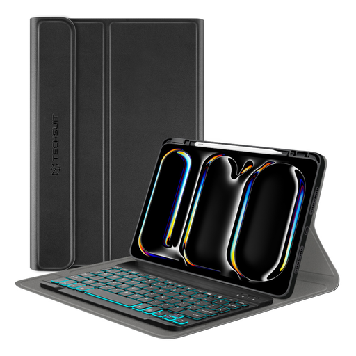 Techsuit - CozyTab tok (ceruzatartóval/RGB vezeték nélküli mágneses billentyűzet) - iPad Pro 11 (2024) - Fekete Techsuit - CozyTab tok (ceruzatartóval/RGB vezeték nélküli mágneses billentyűzet) - iPad Pro 11 (2024) - Fekete