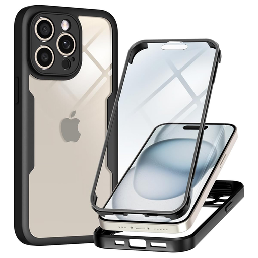  Techsuit - ColorVerse 360 Sorozat + Kijelzővédő - iPhone 15 Pro - Fekete tok