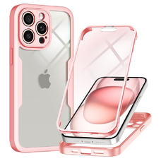  Techsuit - ColorVerse 360 Sorozat + Képernyővédő - iPhone 15 Pro Max - Rózsaszín tok