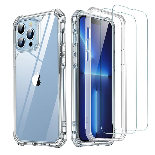  ESR - [3 az 1-ben Csomag] Air Armor 360 + 2 db Kijelzővédő - iPhone 13 Pro Max - Átlátszó tok