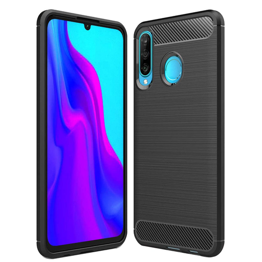  Techsuit - Szénszilikon - Huawei P30 lite / P30 lite New Edition - Fekete tok