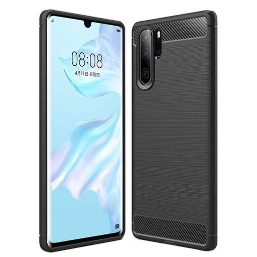  Techsuit - Carbon Szilikon - Huawei P30 Pro / P30 Pro New Edition - Fekete tok