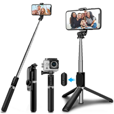 Techsuit - Selfie Tyč (Q02) - Skladací Stojan s Bluetooth Diaľkovým Ovládačom, 360-Stupňová Rotácia, Nerezová Oceľ, 103 cm - Čierna Techsuit - Selfie Tyč (Q02) - Skladací Stojan s Bluetooth Diaľkovým Ovládačom, 360-Stupňová Rotácia, Nerezová Oceľ, 103 cm - Čierna