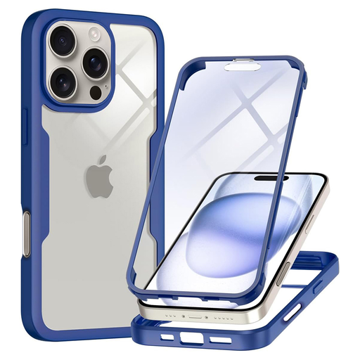 Techsuit - ColorVerse 360 Sorozat + Képernyővédő - iPhone 16 Pro - Kék tok Techsuit - ColorVerse 360 Sorozat + Képernyővédő - iPhone 16 Pro - Kék tok